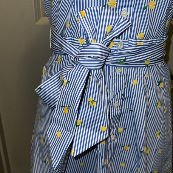 JCrew Factory lemon print striped shirt dress size 00P - Picture 7 of 8